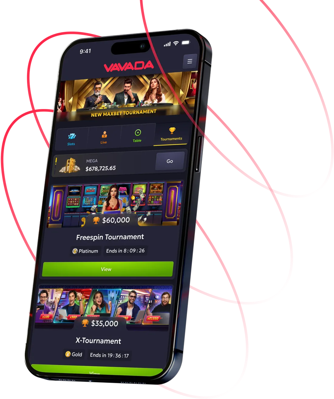 Vavada website on a mobile screen